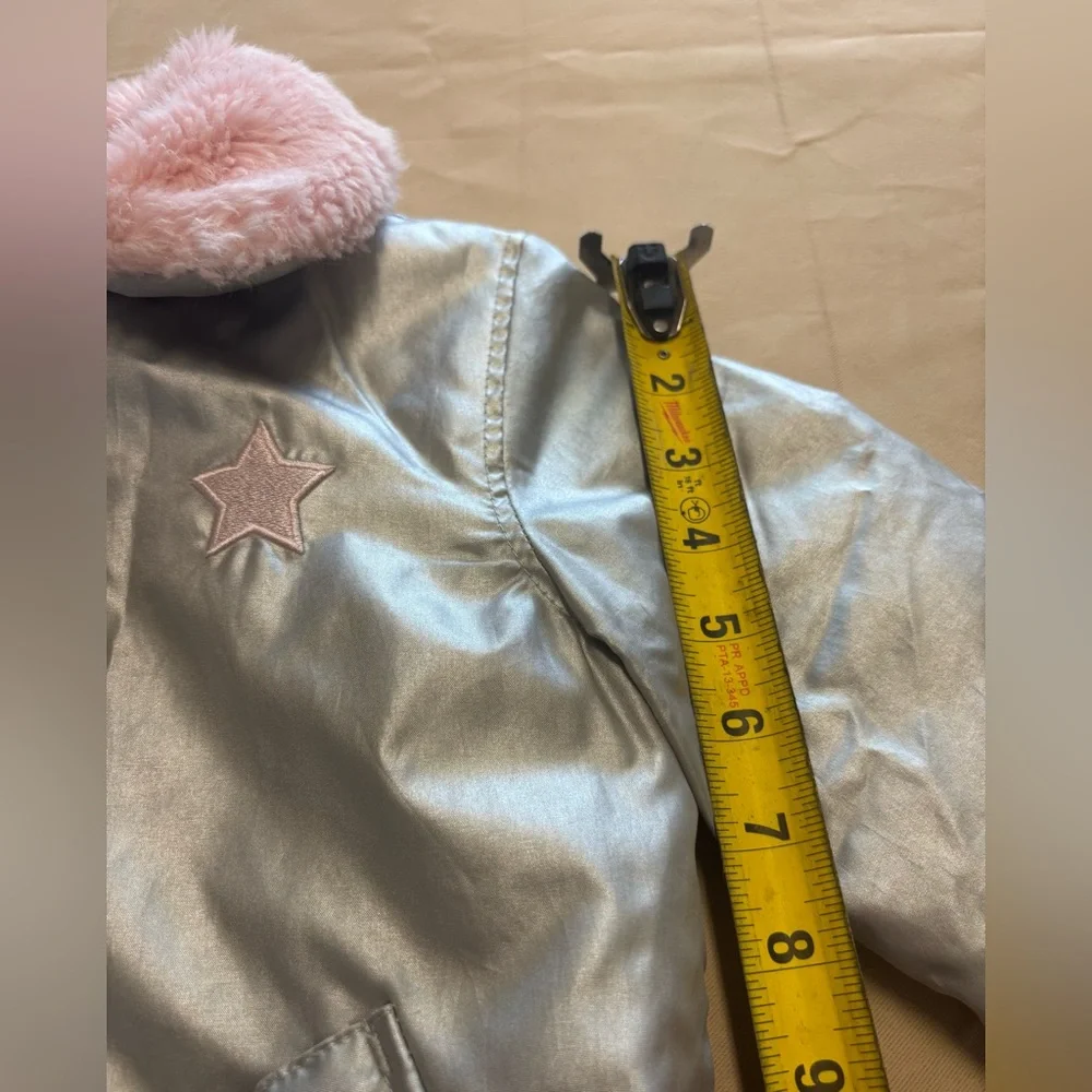Buffalo David Bitton Metallic Silver Puff Jacket with Pink Collar‎